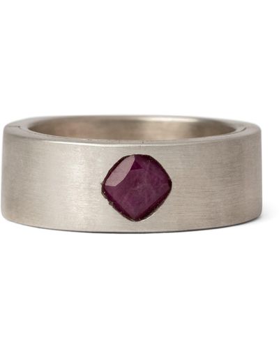 Parts Of 4 Sterling Silver And Ruby Sistema Ring - Gray