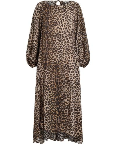 AllSaints Jane Leopard Print Midi Dress - Brown