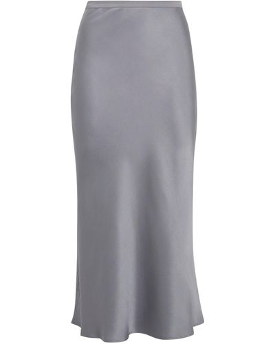 Anine Bing Silk Bar Midi Skirt - Grey