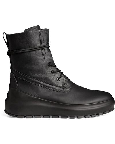 Stone Island X Ecco Leather Lace-up Boots - Black