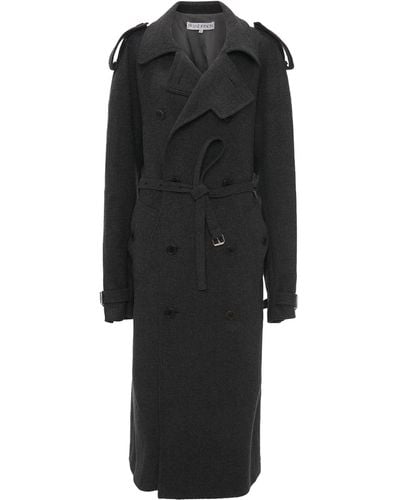 JW Anderson Wool-blend Trench Coat - Black
