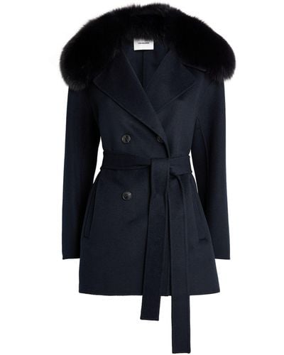 Yves Salomon Wool-cashmere Fur-trim Coat - Black