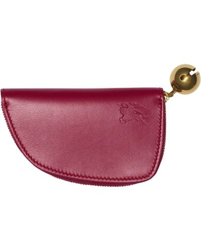 Burberry Leather Shield Coin Pouch - Purple