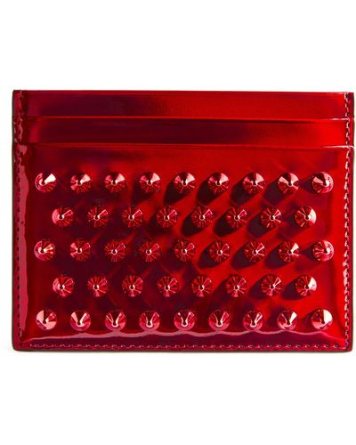 Christian Louboutin Kios Spike Patent Leather Card Holder - Red