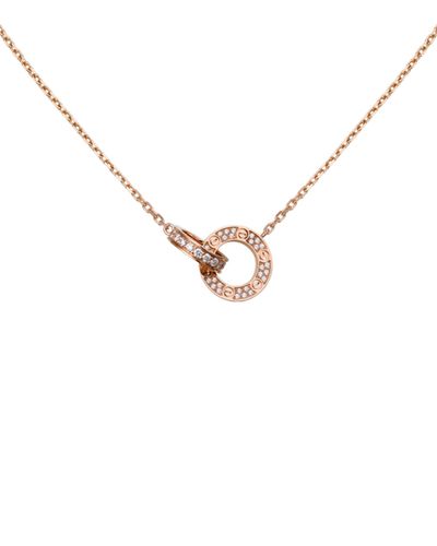 Cartier Rose Gold And Diamond Interlocking Love Necklace - Metallic