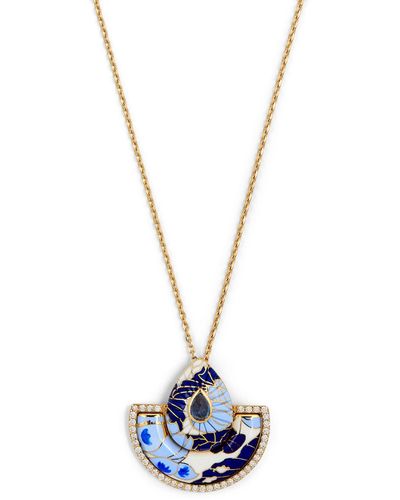 L'Atelier Nawbar Yellow Gold, Diamond And Sapphire Bond Street Fan Necklace - Blue