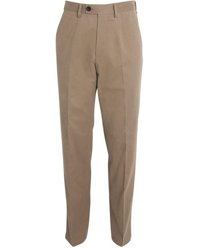James Purdey & Sons Brushed Cotton Dart-front Pants - Natural