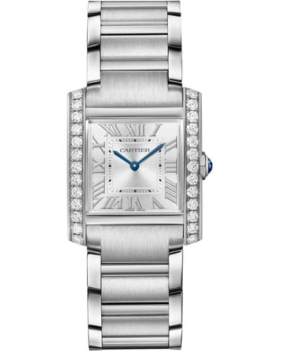 Cartier Stainless Steel And Diamond Tank Française Watch 32mm - Grey