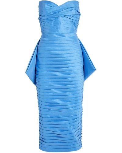 Rachel Gilbert Pleated Marji Midi Dress - Blue