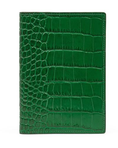 Smythson Mara Leather Passport Cover - Green