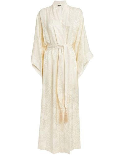 Natori Silk-blend Jacquard Ines Robe - White