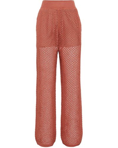 Brunello Cucinelli Cotton Open-knit Trousers - Red