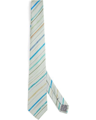 Paul Smith Silk Striped Tie - Blue
