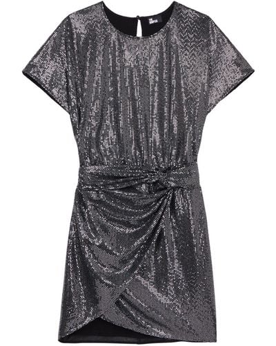 The Kooples Metallic Draped Mini Dress - Black