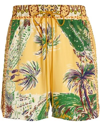 Rhude Silk Palmina Print Shorts - Yellow