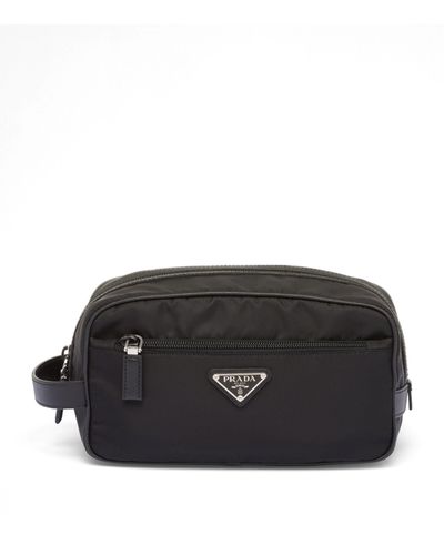 Prada Re-nylon And Saffiano Leather Wash Bag - Black