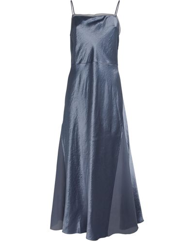 Vince Satin Sheer-insert Dress - Blue