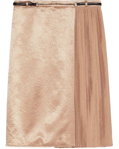 Gucci Satin Pleated Wrap Skirt - Natural
