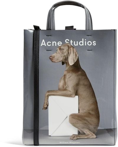 Acne Studios Patent Leather Dog Print Tote Bag - Gray