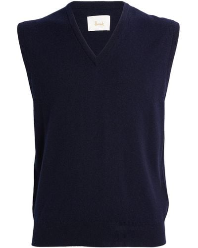 Harrods Cashmere V-neck Sweater Vest - Blue