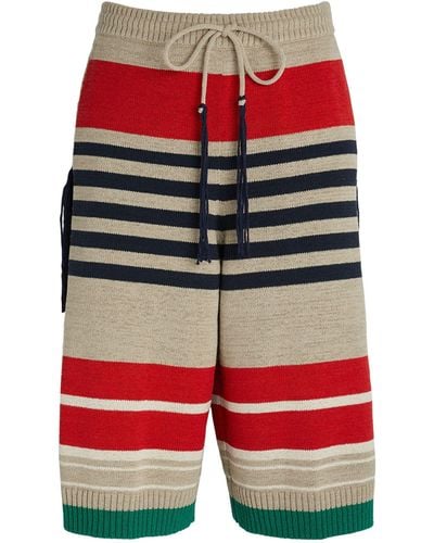 Craig Green Striped Knitted Shorts - Red