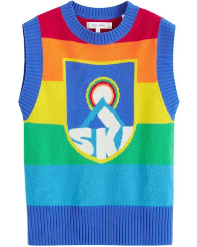 Chinti & Parker Wool-cashmere Ski Jumper Vest - Blue