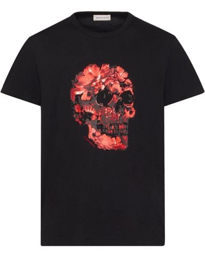 Alexander McQueen Floral Skull Graphic T-shirt - Black