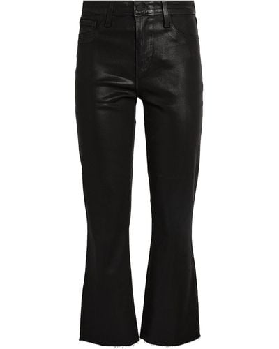 L'Agence Coated Kendra Cropped Flared Jeans - Black