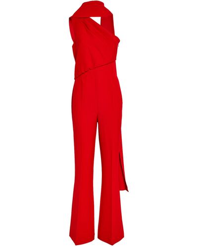 Roland Mouret Crepe Cape-detail Jumpsuit - Red