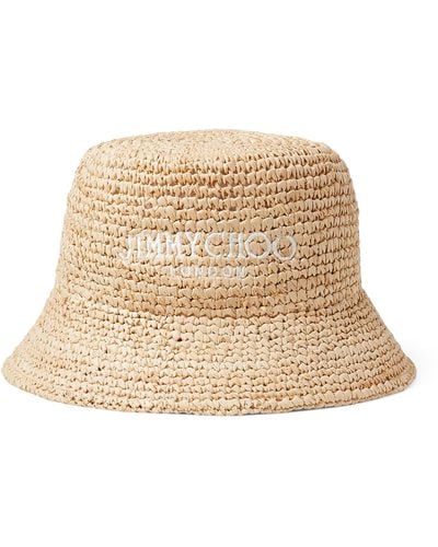 Jimmy Choo Raffia Atena Bucket Hat - Natural