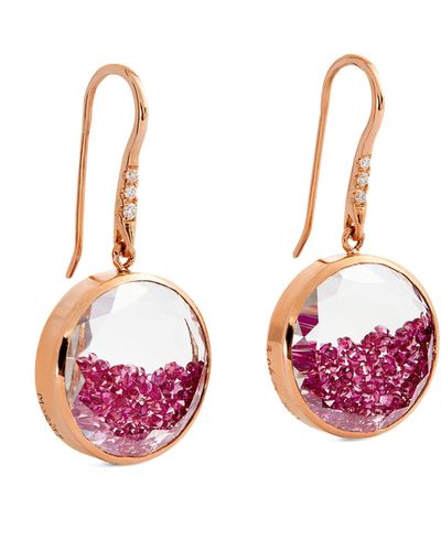 Moritz Glik Rose Gold, Ruby And Diamond Shaker Earrings - Pink