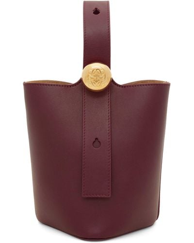 Loewe Mini Leather Pebble Bucket Bag - Purple