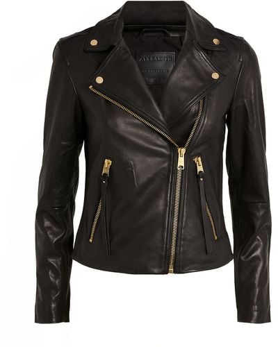 AllSaints Leather Dalby Biker Jacket - Black