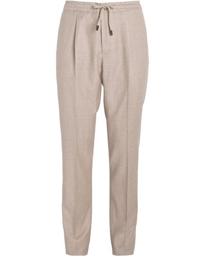 Slowear Wool Drawstring Tailored Pants - Natural