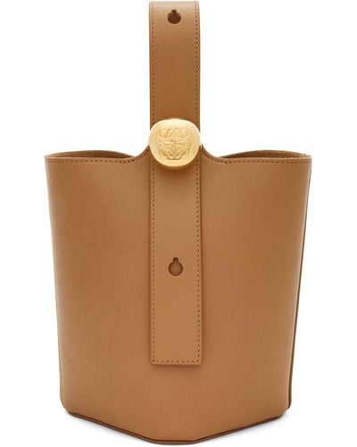 Loewe Mini Leather Pebble Bucket Bag - Brown