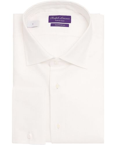 Ralph Lauren Purple Label Linen Pleated-bib Tuxedo Shirt - White