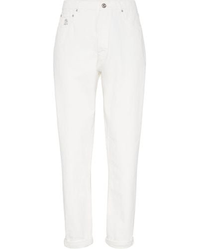 Brunello Cucinelli Slubbed-denim Straight Jeans - White