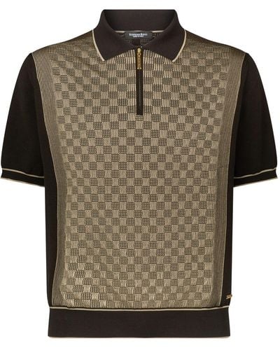 Stefano Ricci Checkered Polo Shirt - Black