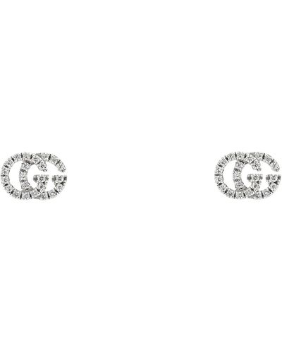 Gucci White Gold And Diamond Double G Earrings