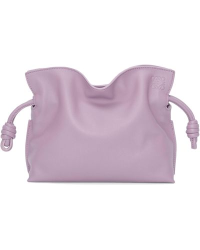 Loewe Mini Leather Flamenco Clutch Bag - Purple