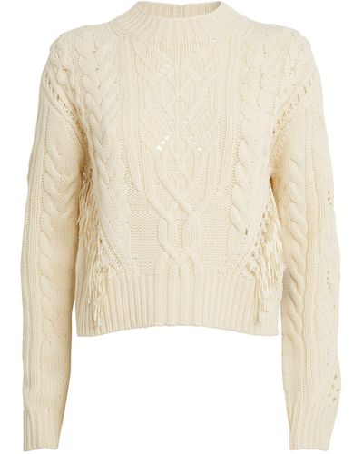 Vince Fringed Cable-knit Sweater - Natural