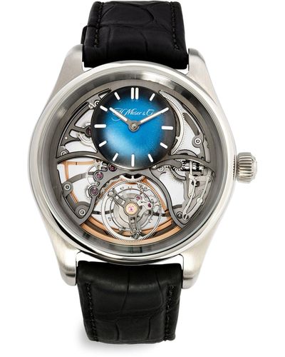 H. Moser & Cie. Stainless Steel Pioneer Tourbillon Skeleton Watch 42.8mm - Black