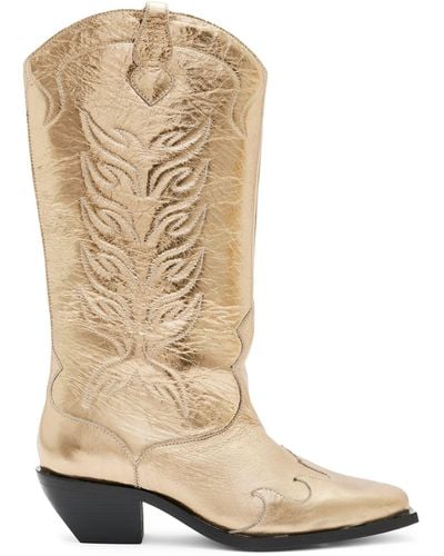 AllSaints Leather Dolly Cowboy Boots 60 - Natural