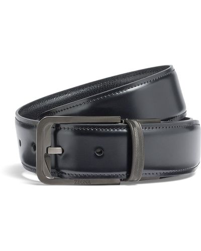 Zegna Leather Reversible Belt - Grey