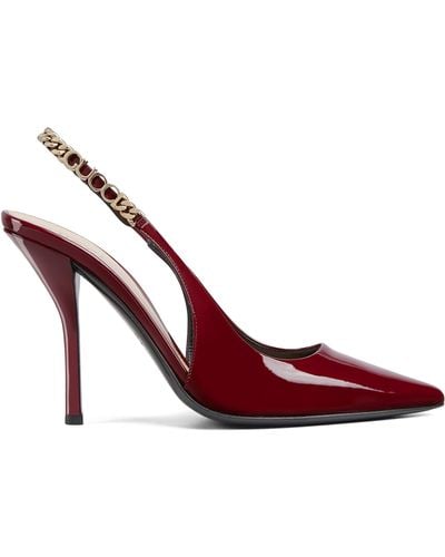 Gucci Patent Leather Signoria Slingback Court Shoes 105 - Red