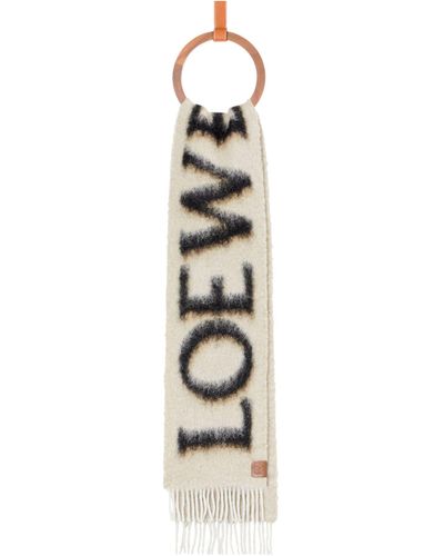Loewe Wool-blend Logo Scarf - White