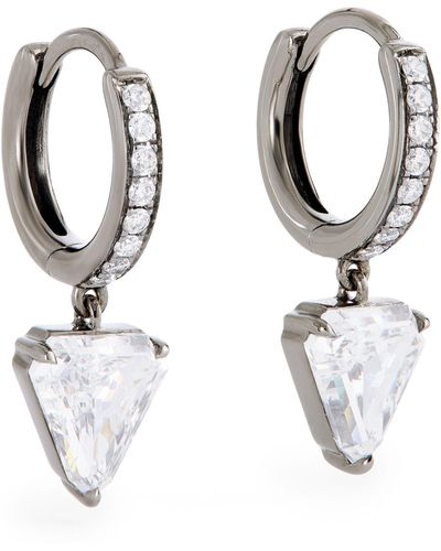 Eva Fehren White Gold And Diamond Shield Earrings - Metallic