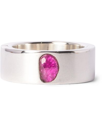 Parts Of 4 Sterling Silver And Ruby Sistema Ring - Pink