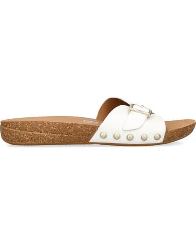 Fitflop Leather Buckle Slides 30 - Brown
