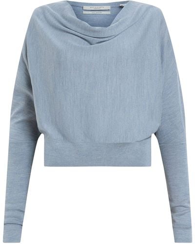 AllSaints Merino Ridley Cropped Sweater - Blue
